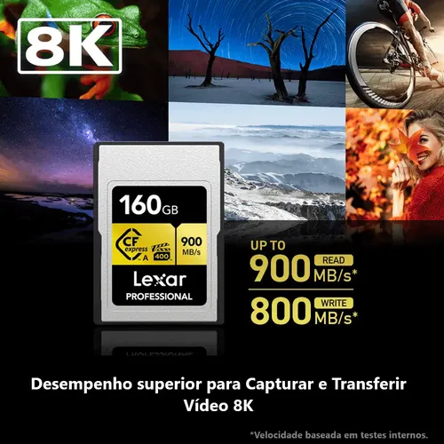 Cartão Lexar 160gb Cfexpress Type A Gold 900 Mb/s Pcie 3.0