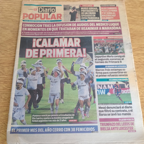 Diario Popular Platense Ascenso Calamar De Primera 1/2/2021