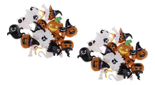 40 Piezas De Resina De Calabaza De Halloween Clip De Lazo De