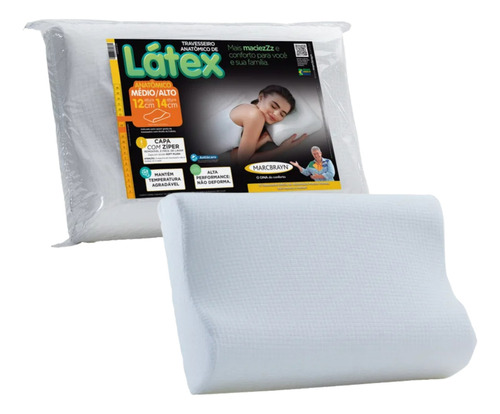 Travesseiro Anatômico De Látex - Capa Removível Cor Branco