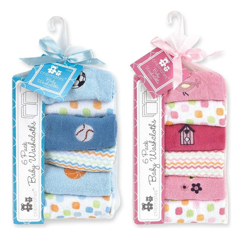 Regent Baby Crib Mates - Panos De Lavado, Azul/rosa, 6 Unida