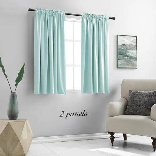 Cortinas Donren De Color Aguamarina Para Dormitorio, Opacas,