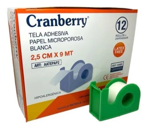 Tela Adhesiva Papel Microporosa 2,5 Cm Cranberry X 12 Bramat