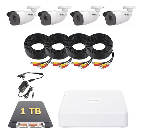 Kit Video Vigilancia 4 Cámaras 1080 Dvr Epcom Disco Duro 1tb