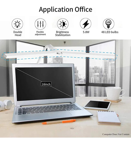 Lámpara De Escritorio Led Con Abrazadera, Brazo Flexible