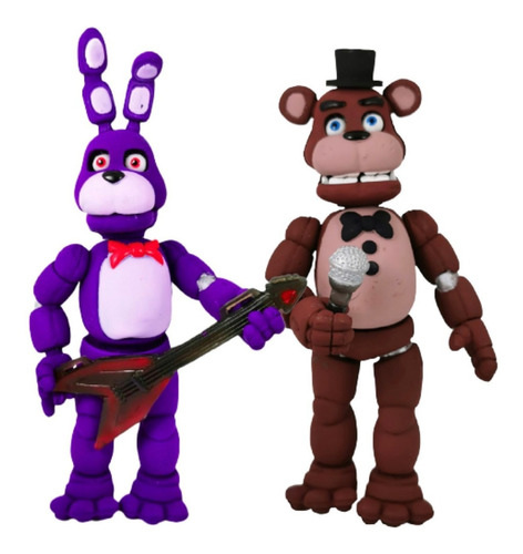Imagen 1 de 7 de Combo Five Nights 2 Figuras Fnaf Fazbear Y Bonnie Morado Set