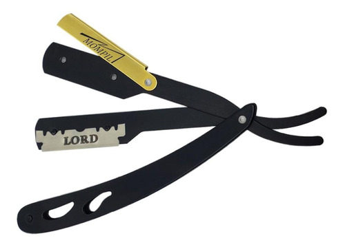 Navalha Navalhete Profissional Preto Clip Dourado Barbeiro