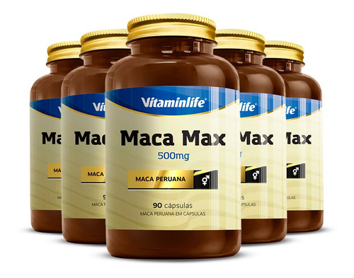 Kit 5 Maca Max Vitaminlife 90 cápsulas sin sabor
