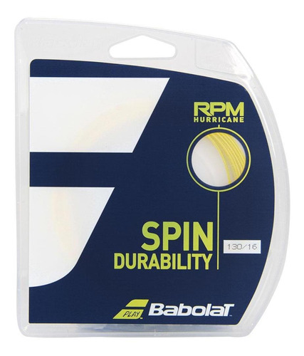 Corda Babolat Rpm Hurricane, 16 litros, 1,30 mm, color amarillo, set individual