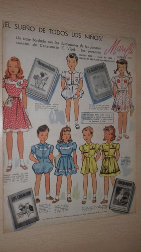 P518 Clipping Publicidad Ropa Niños Bordada Marilu Año 1945
