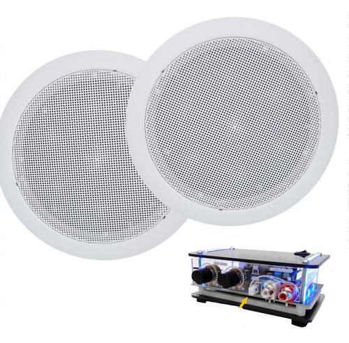 Kit Som Ambiente Amplificador Bluetooth 2 Arandelas No Gesso Cor Branco Potência De Saída Rms 20 W