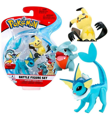 Pokémon Figure Pack 3 Vaporeon, Mimikyu & Gible - Sunny