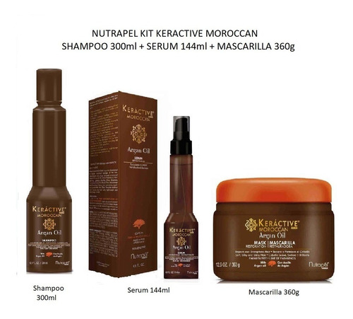 Nutrapel-kit Moroccan Argan Oil Shampoo + Serum + Mascarilla