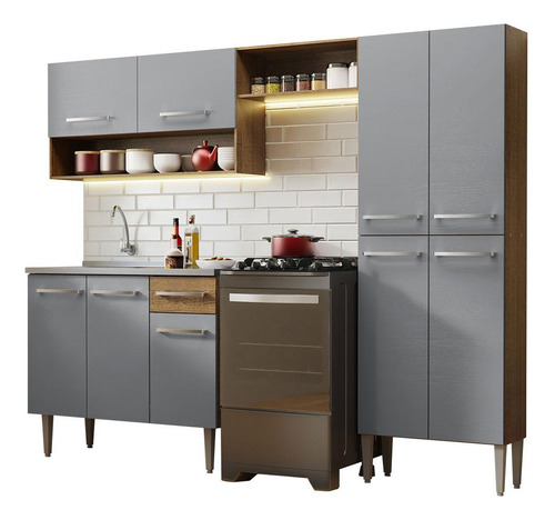 Cocina integral madesa emilly 2.29m con mesón de acero