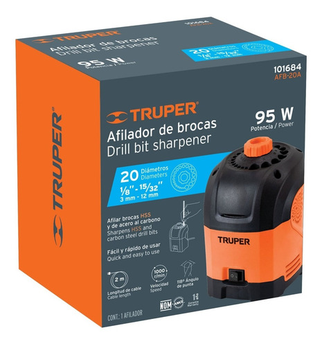 Imagen 3 de 5 de Afilador Eléctrico De Brocas Truper