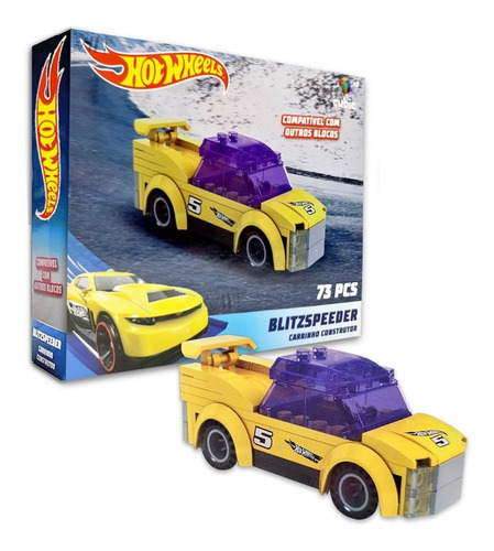 Blocos De Montar Hot Wheels Blitzspeeder 73 Peças - Br1307