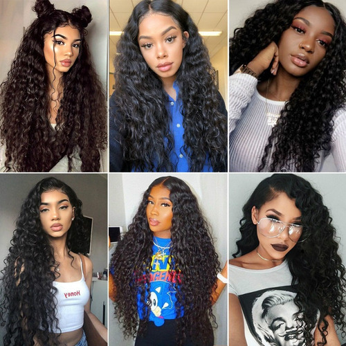 Peruca Feminina Afro Preta Longa Encaracolada