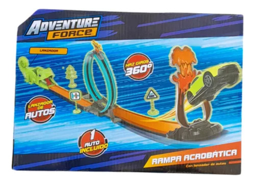 Pista De Coches Adventure Force Rampa Acrobatica Verde Lima