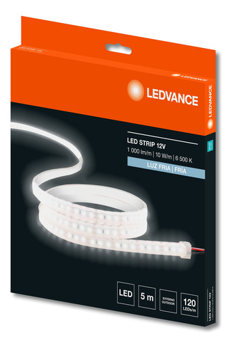 Tira Led Smd 10w 12v Ip65 5 Metros Ledvance Color De La Luz Blanco Frío
