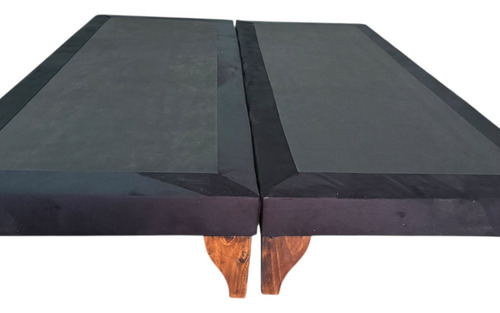 Cama 2 Plazas Europea Base Dividida ; Incluye Base + Colchon Negro Felpa Base Europea
