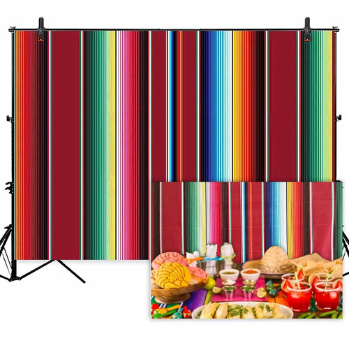 7x5ft Soft Fabric Mexican Fiesta Theme Party Backdrop M...