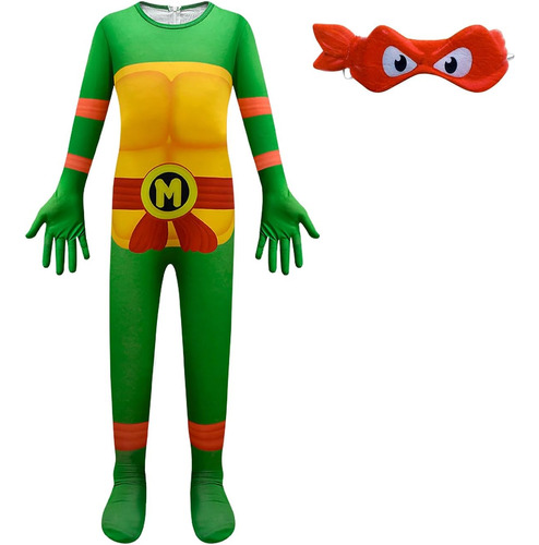 Disfraz De Tortuga Ninja Para Niño Talla L (10-12) Años-verd