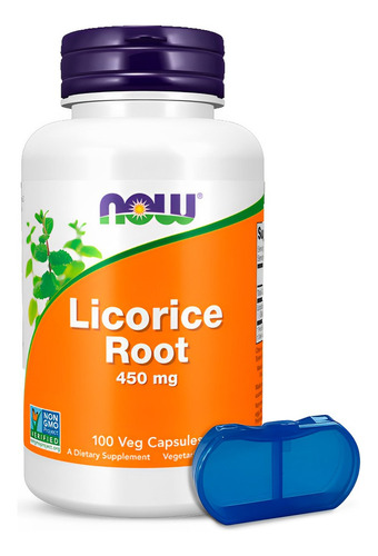 Suplemento en cápsulas NOW Licorice Root de 100 un