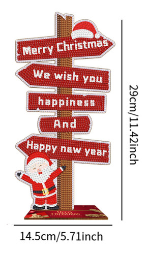 Letrero De Madera Navideño, Adorno 14,5 Cm X 29 Cm Rojo