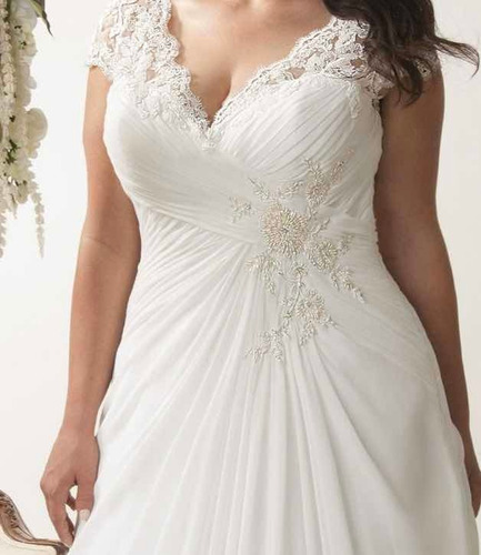 Promoção Plus Size Vestido De Noiva Evasê Drapeado Callista