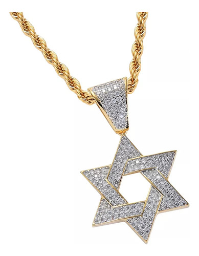 Q Cristal 18 K Chapado En Oro Estrella De David Colgante