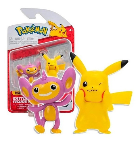 Pokémon 2 Pack Figuras De Batalla Aipom + Pikachu 5cm 