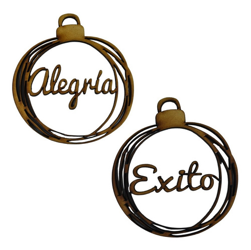 Set De Esferas 12 Deseos Madera Mdf (12 Pzas) Navidad 13cm