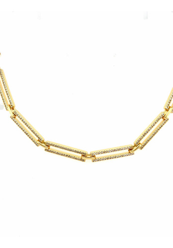 Collar Dorado Con Cadena Cuadrada Y Zirconias