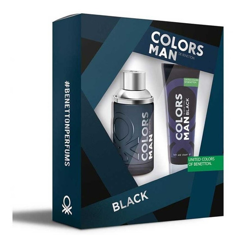 Set Benetton Colors Man Edt 100 Ml Black + Gel De Ducha