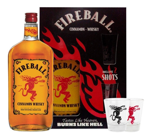 Whisky Fireball Cinnamon + 2 Shots Originales 