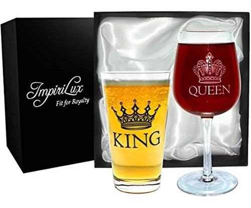 Juego De Copa De Vino Impirilux King Beer Y Queen | Hermoso