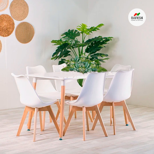 Imagen 3 de 5 de Juego De Comedor Mesa 140x80 + 6 Sillas Tulip