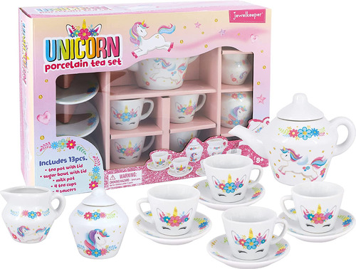 Jewelkeeper Unicorn Porcelain Tea Party Set For Little Girls