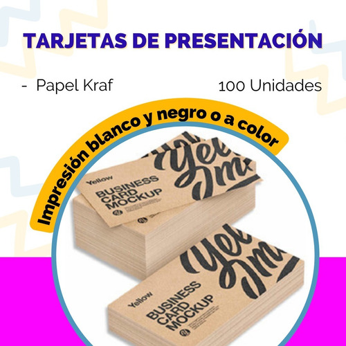 100 Tarjetas Presentación En Kraft 1 Cara