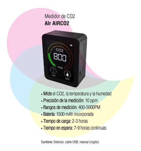 Imagen 2 de 10 de Medidor De Dioxido De Carbono Digital Aula Escuelas Comercio