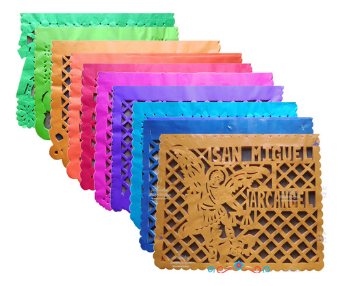 40 Tiras De Papel Picado Plastico Personalizados Multicolor