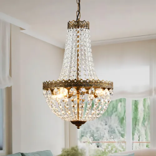 Kaiqi 4 Luces Estilo Imperio Frances, Mini Lampara De Crista