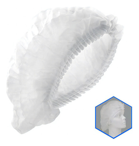 Cofia Desechable Plisada Jyrsa, Pq/c 100 , Gorro Tela No Tejida Color Blanco Tipo Acordeón De 21 Pulgadas, Doble Sello En Extremos Y Liga Doble. Hombre Y Mujer, Unisex. Retiene Cabello Y Líquidos