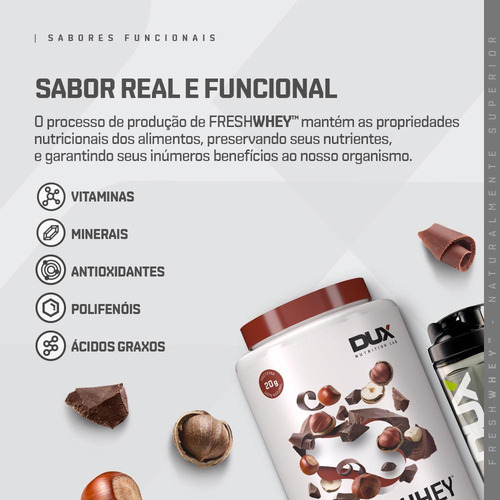 Whey Protein Fresh Whey Dux Nutrition - 450g Chocolate Avelã