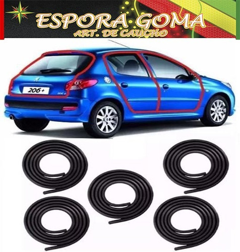 Imagen 2 de 4 de Burlete De Puerta Y Baul Peugeot 206 207 ( 5 Unidades )