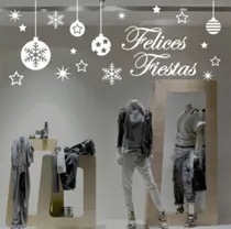Comprar Vinilo Pared Vidriera Navidad Felices Fiestas 150x60cm