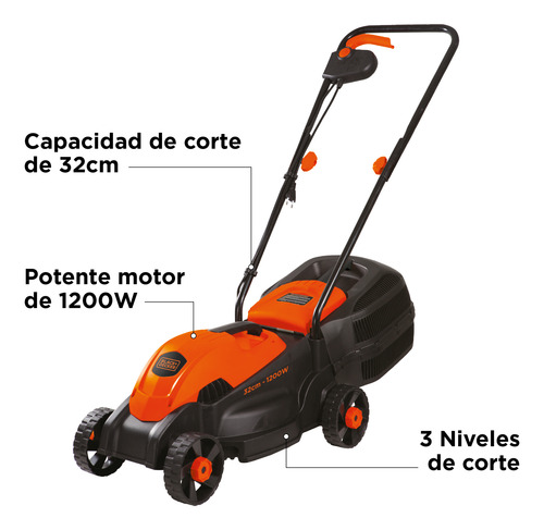 Imagen 2 de 9 de Cortadora De Césped 32cm 1200w Black+decker Gr1000-b3