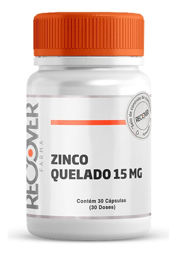 Zinco Quelado 15mg - 30 Cápsulas (30 Doses) - Recover Farma Sabor Without Flavor