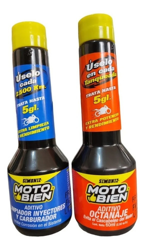 Combo Aditivo Moto Mejorador Octanaje + Limpiador Inyectores