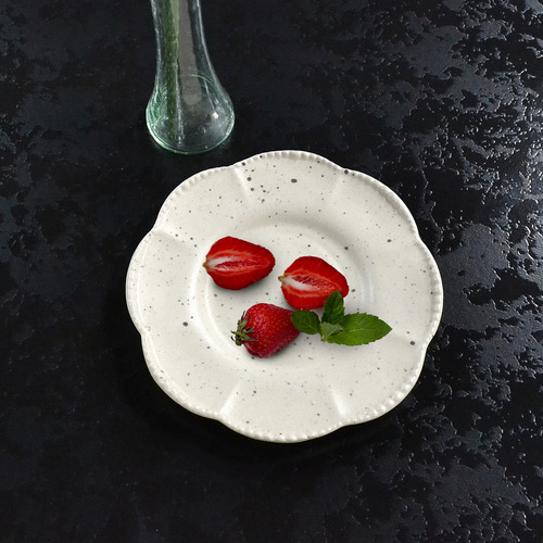 Plato Cerámica Flor Opaco Crema Relieve Café Té Pl Deco
